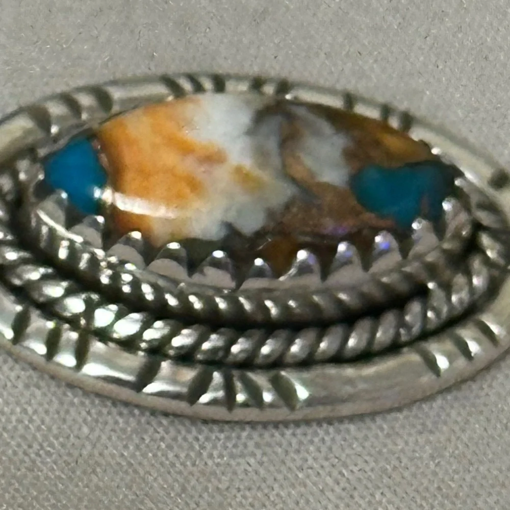 925 Sterling Silver Spiny Oyster Copper Turquoise Oval Orange/White/Blue/Brown - Picture 6 of 13